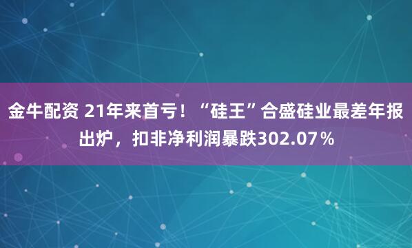 金牛配资 21年来首亏！“硅王”合盛硅业最差年报出炉，扣非净利润暴跌302.07％
